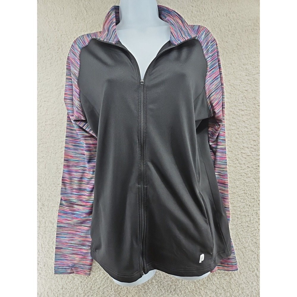 Prince Women's Full Zip Long Sleeve Tennis Top Active Wear Large Black Purple